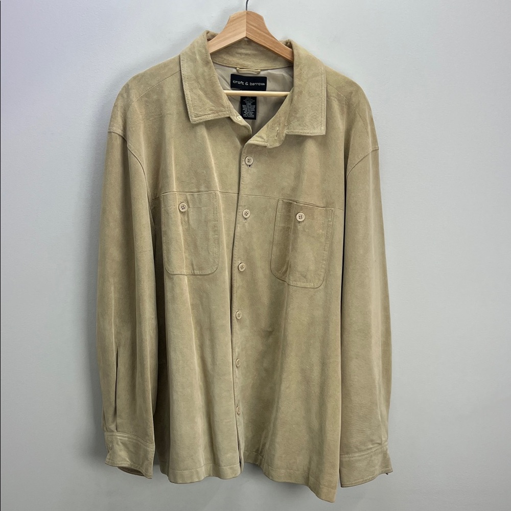 Vintage Croft & Barrow Suede Shirt Jacket Shacket Leather Button Down Mens Large